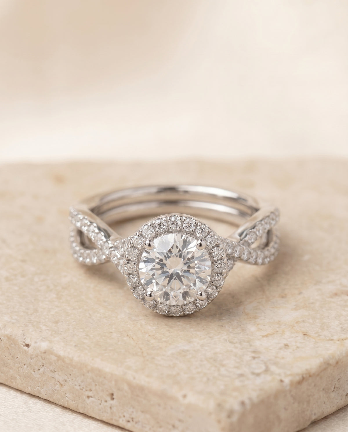 The Audra round engagement ring setting in Platinum | RockHer