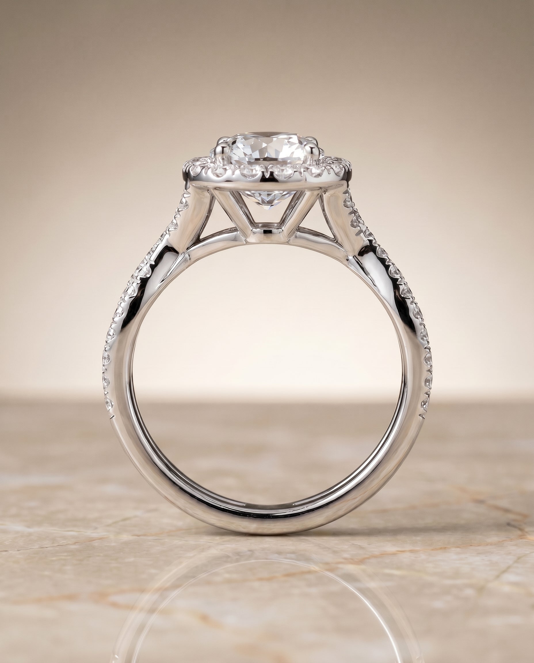 The Audra setting for round diamonds, made to order in Platinum | RockHer