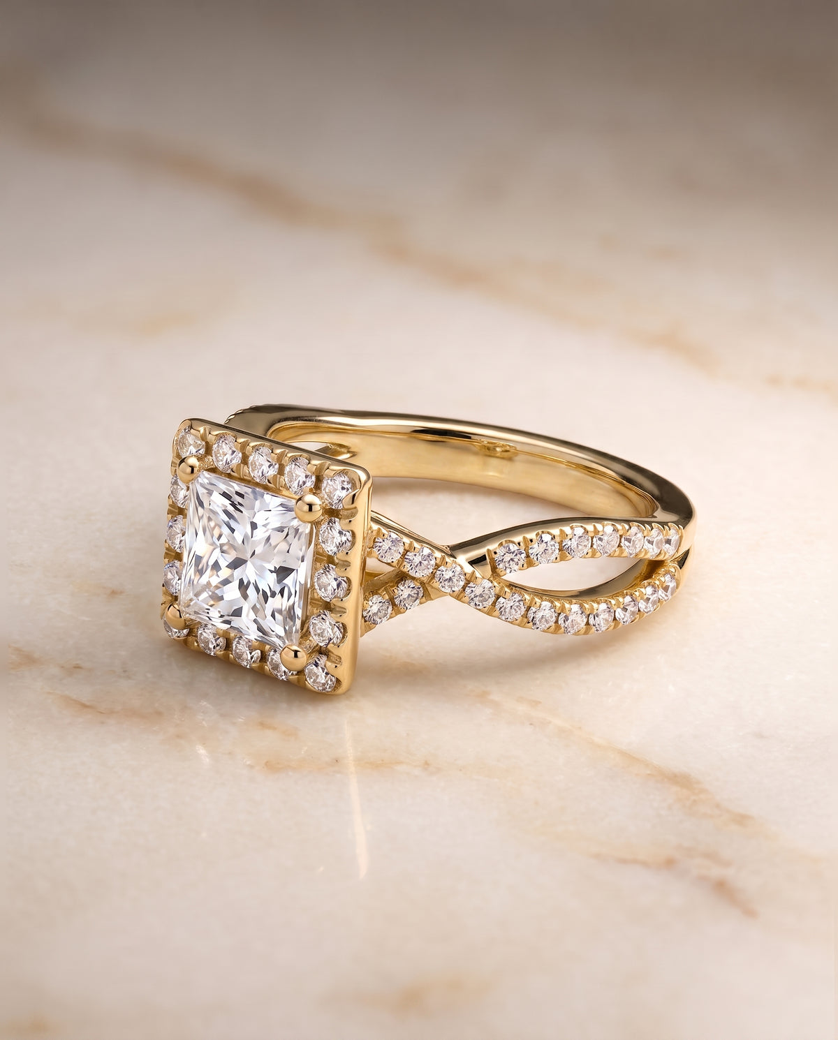 The Audra princess engagement ring setting in 18K Yellow Gold | RockHer