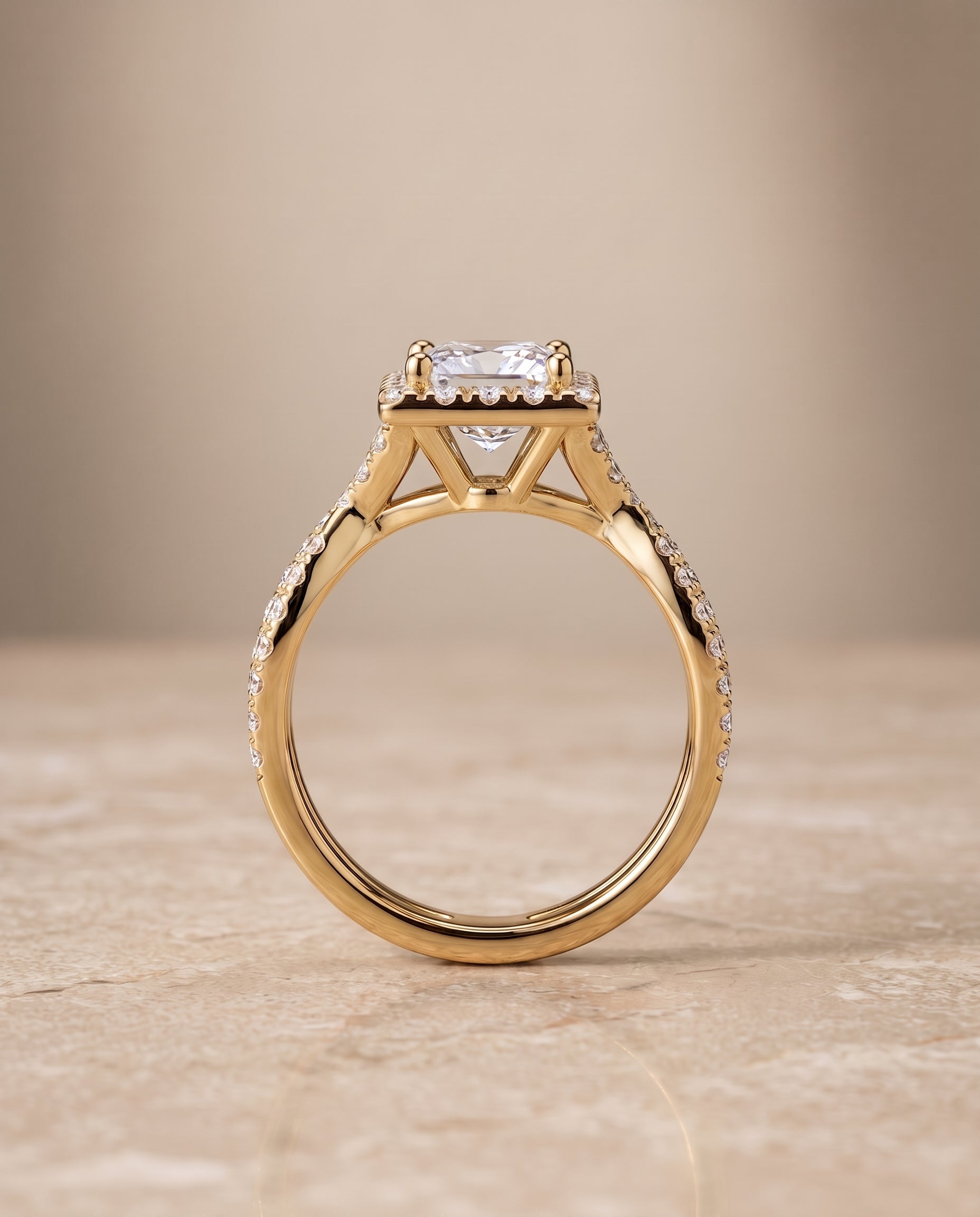 The Audra setting for princess diamonds, made to order in 18K Yellow Gold | RockHer