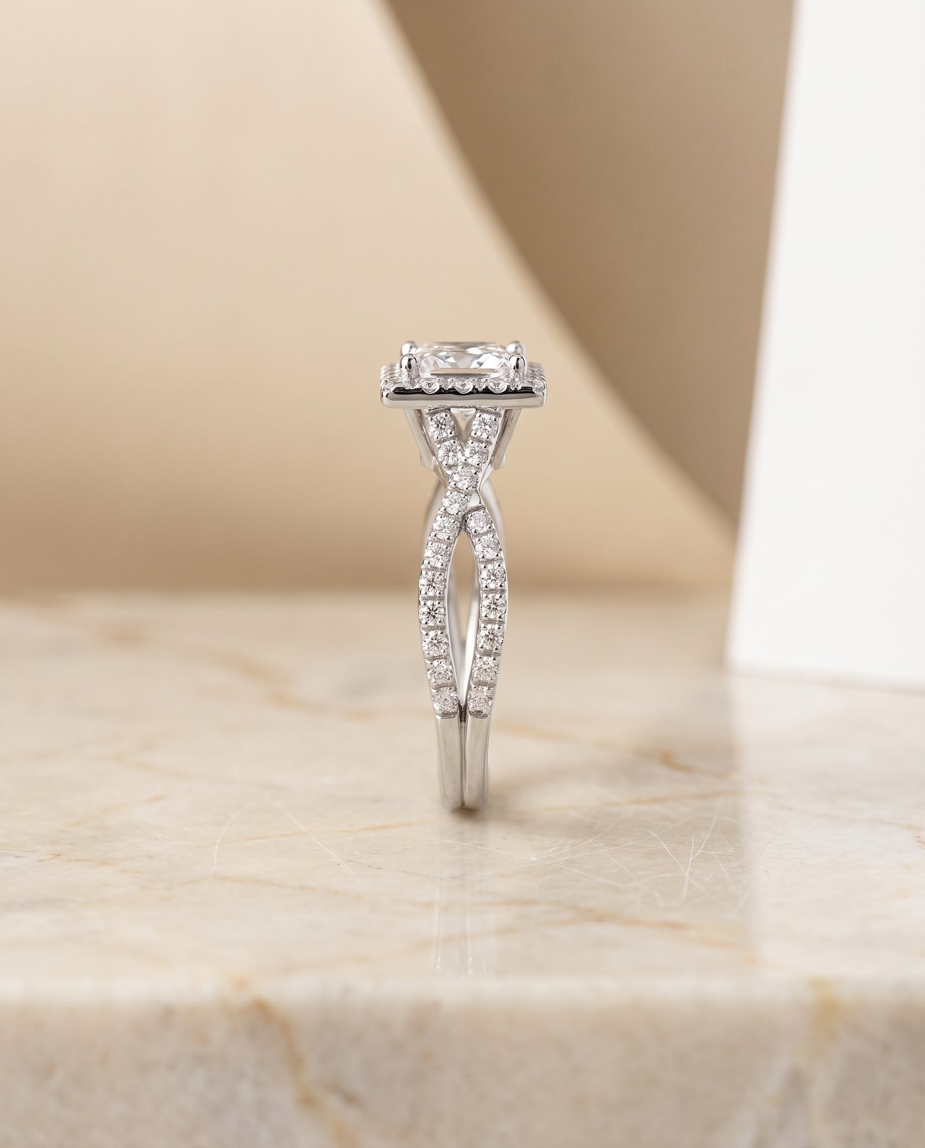 The Audra setting for princess diamonds, made to order in Platinum | RockHer