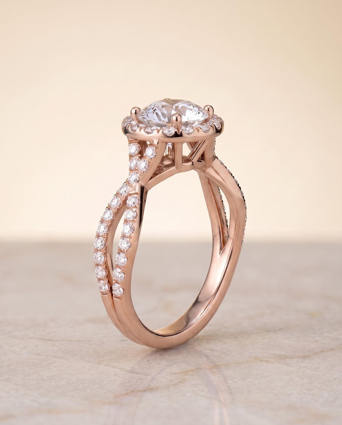 The Audra round engagement ring setting in 14K Rose Gold | RockHer
