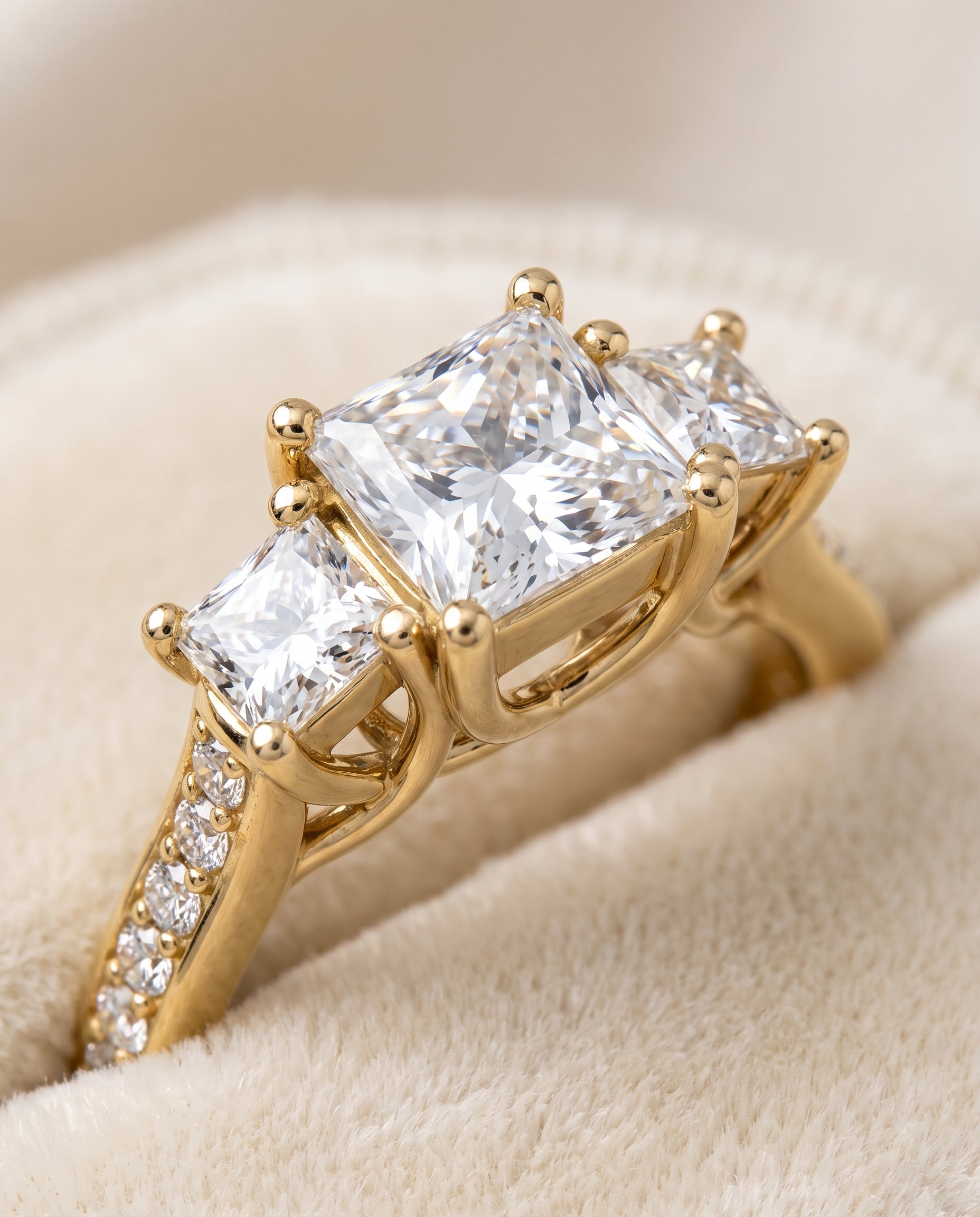 18K Yellow Gold band of The Avery princess engagement ring setting | RockHer