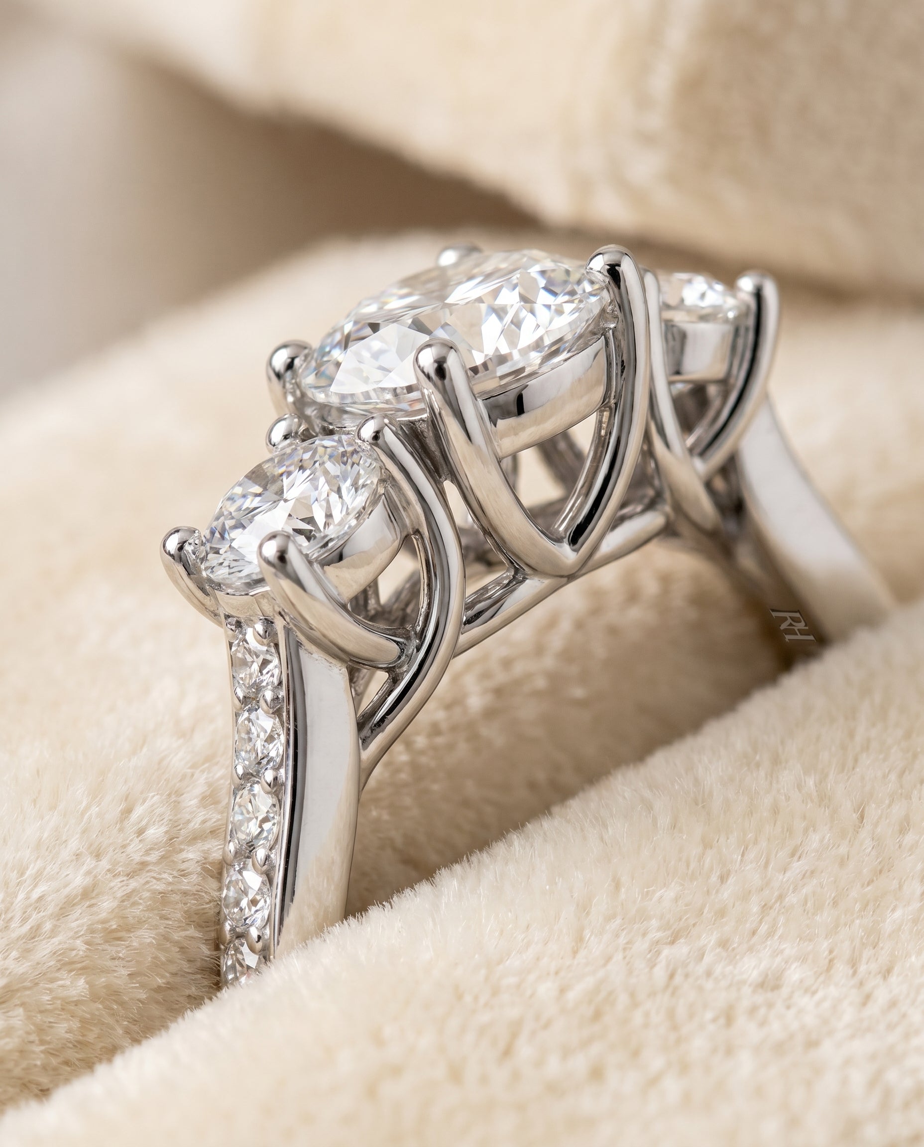 Platinum band of The Avery round engagement ring setting | RockHer