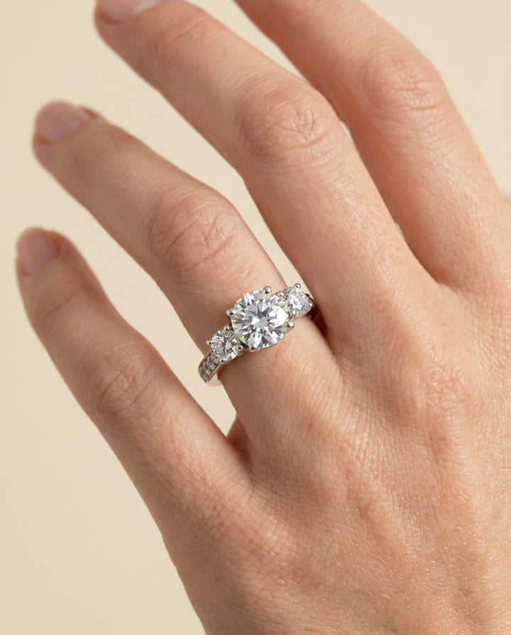 The Avery Select Three Stone Engagement Ring with Lab Diamond in Platinum - view 3
