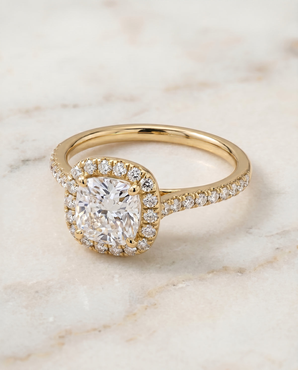The Bianca cushion engagement ring setting in 18K Yellow Gold | RockHer