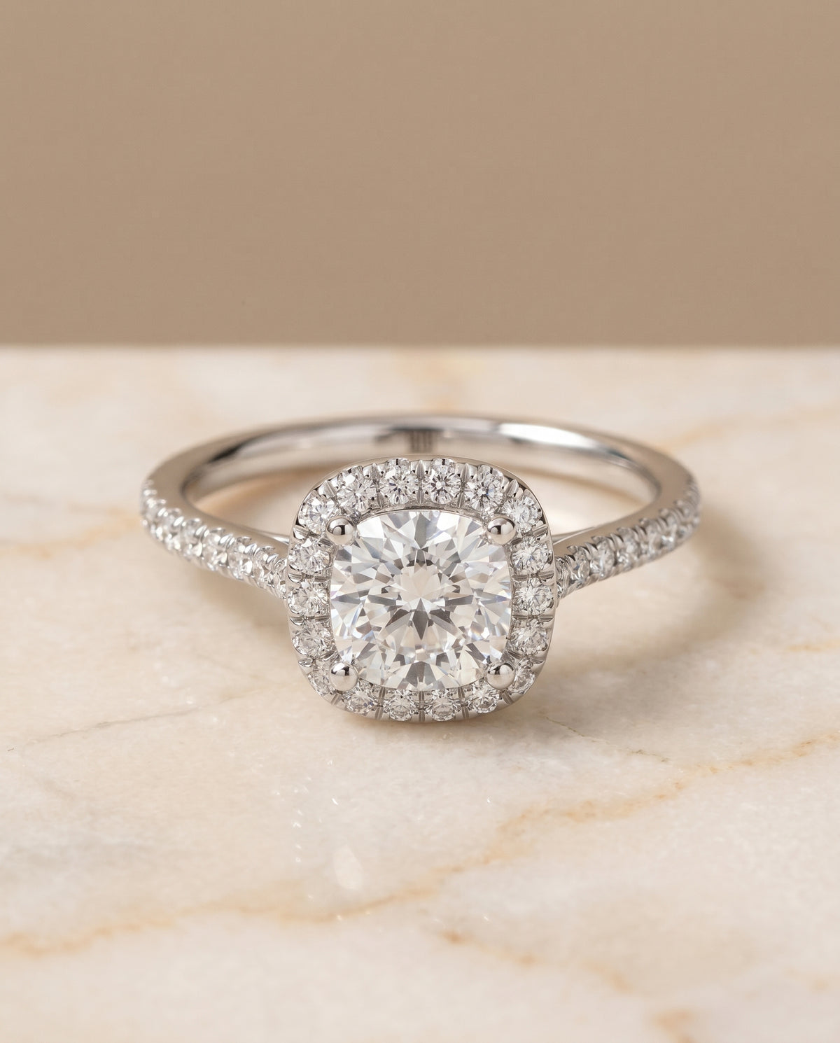 The Bianca cushion engagement ring setting in Platinum | RockHer