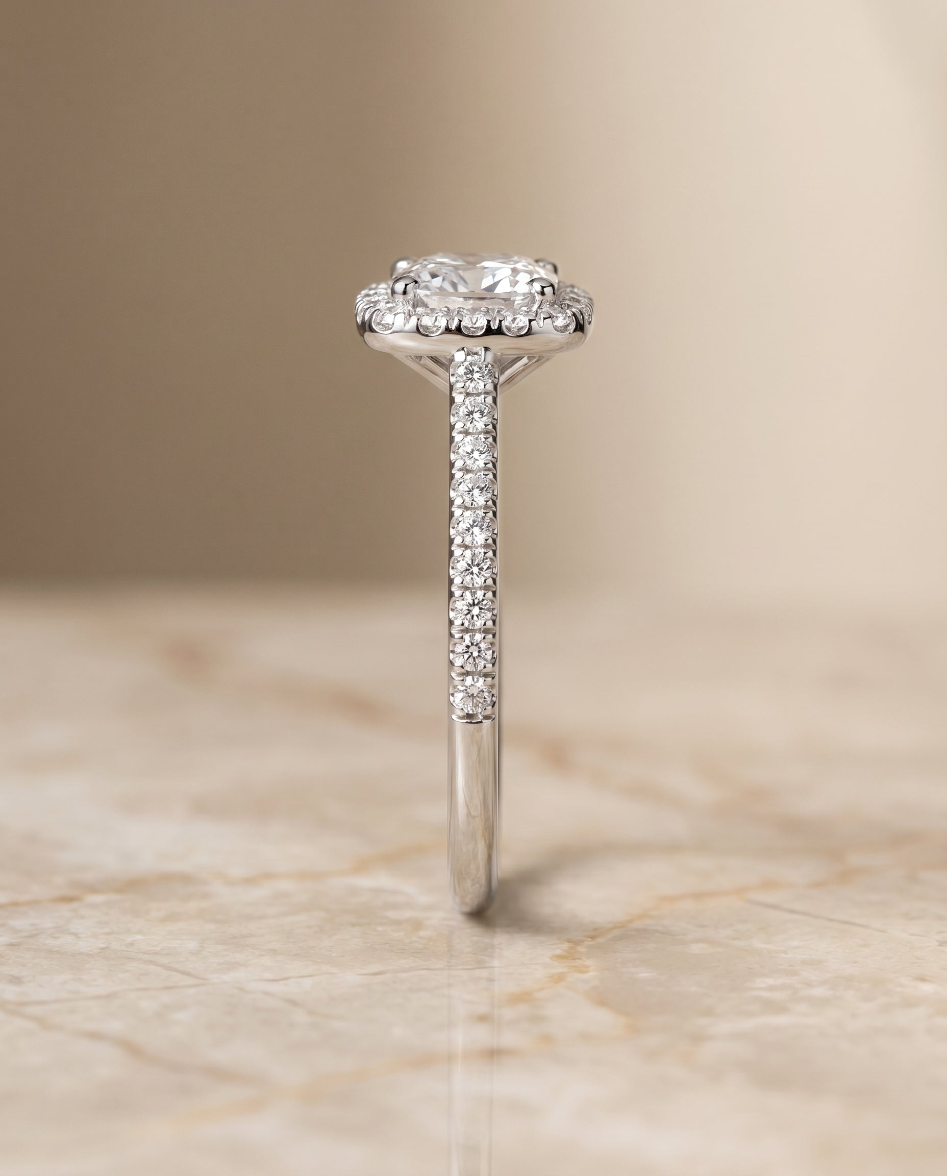 The Bianca setting for cushion diamonds, made to order in Platinum | RockHer