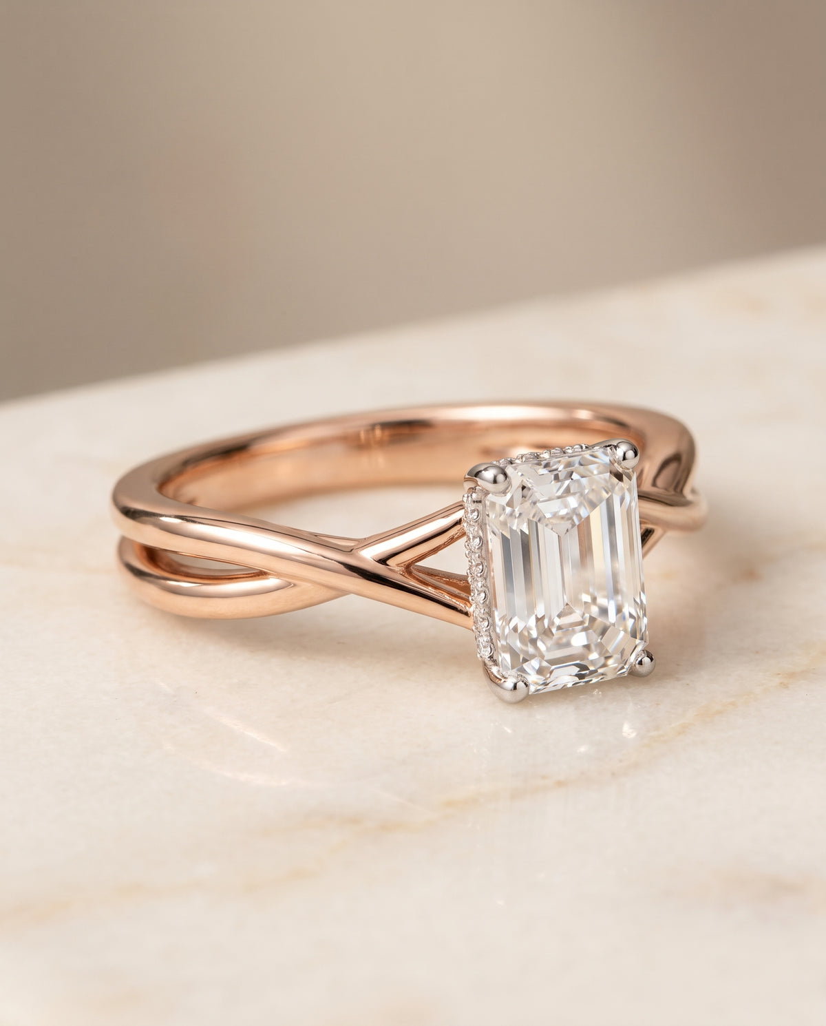 The Blondie emerald engagement ring setting in 14K Rose Gold | RockHer