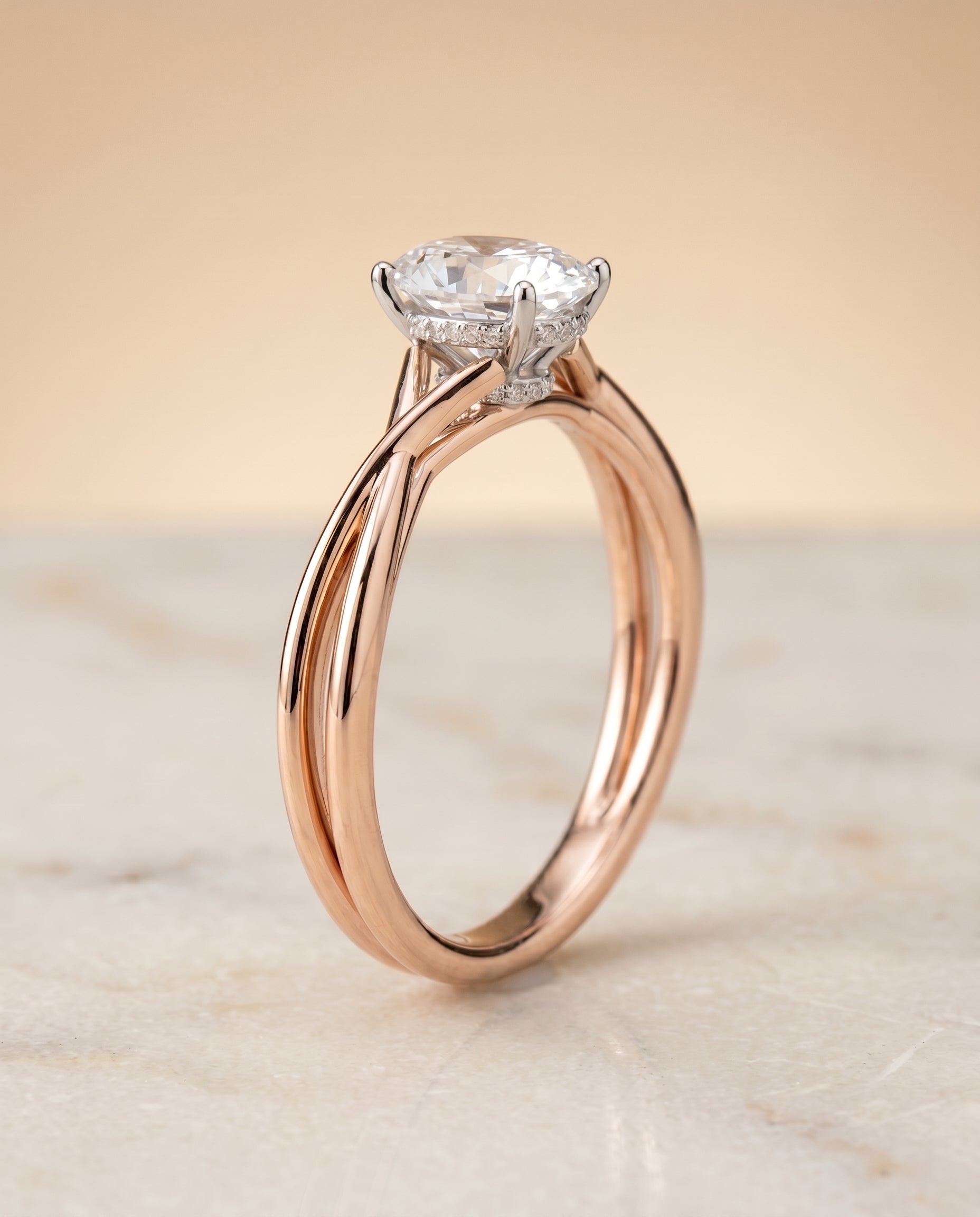 Double Hidden Halo Solitaire styling on The Blondie oval engagement ring setting | RockHer