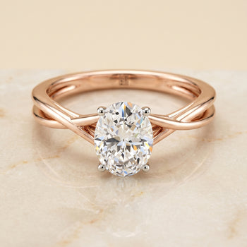 The Blondie Double Hidden Halo Solitaire Oval Engagement Ring Setting in 14K Rose Gold