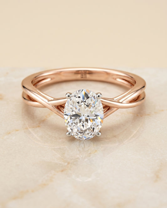 The Blondie Solitaire Engagement Ring Setting for Oval Diamonds in 14K Rose Gold