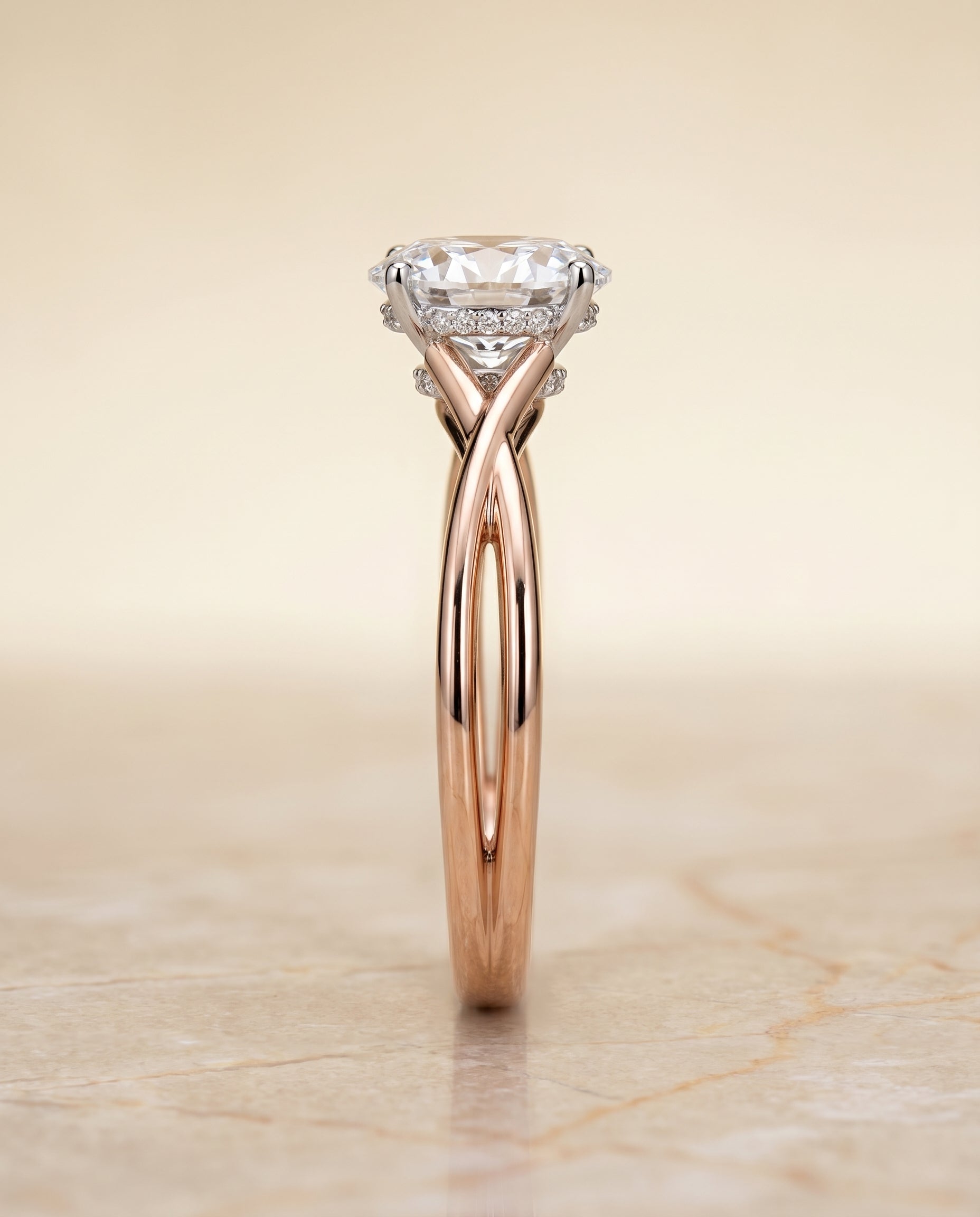 The Blondie setting for oval diamonds, made to order in 14K Rose Gold | RockHer