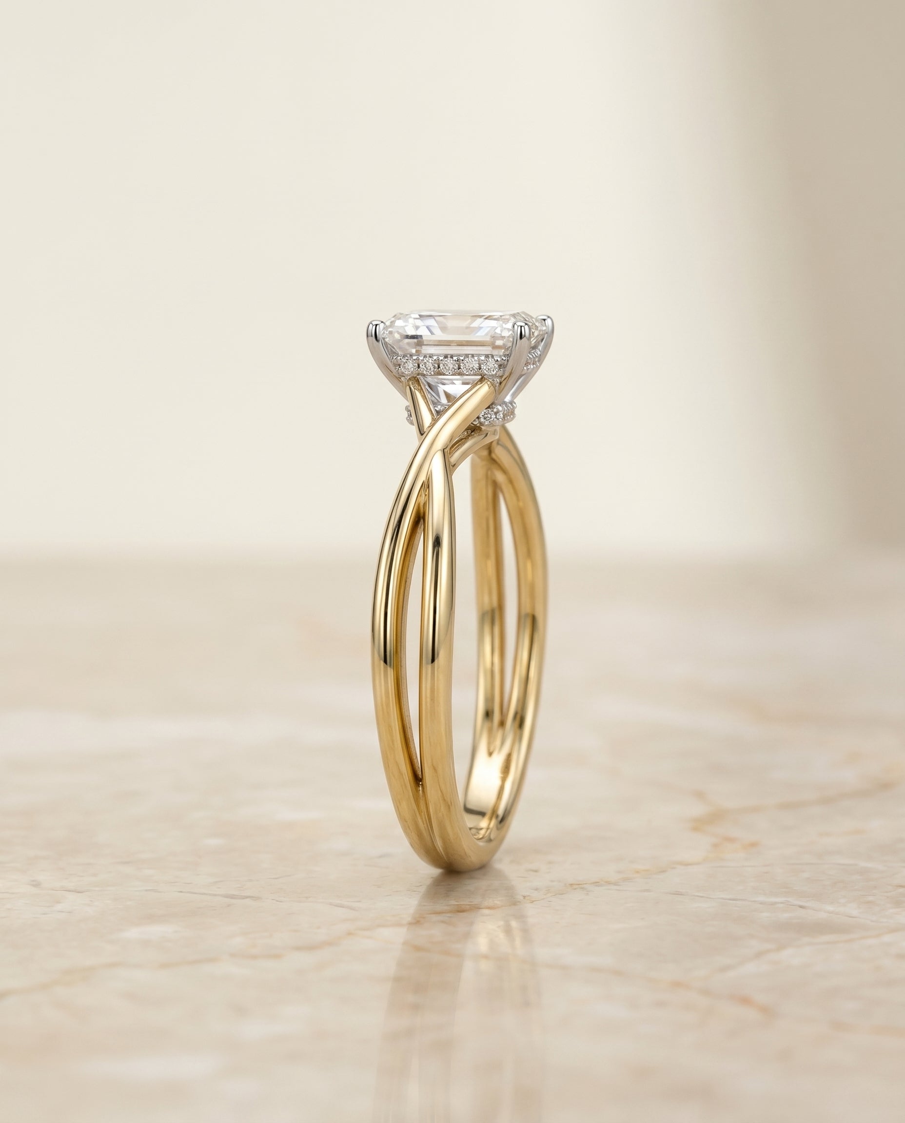 The Blondie setting for radiant diamonds, made to order in 18K Yellow Gold | RockHer