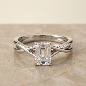 The Blondie Double Hidden Halo Solitaire Radiant Cut Engagement Ring Setting in Platinum