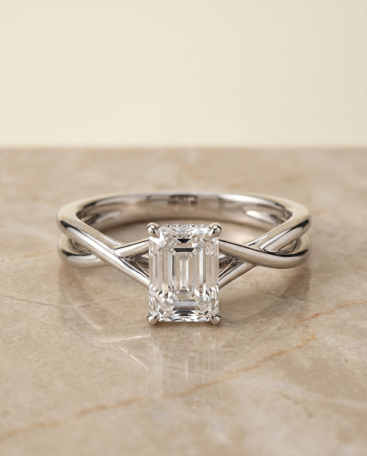 The Blondie radiant engagement ring setting in Platinum | RockHer