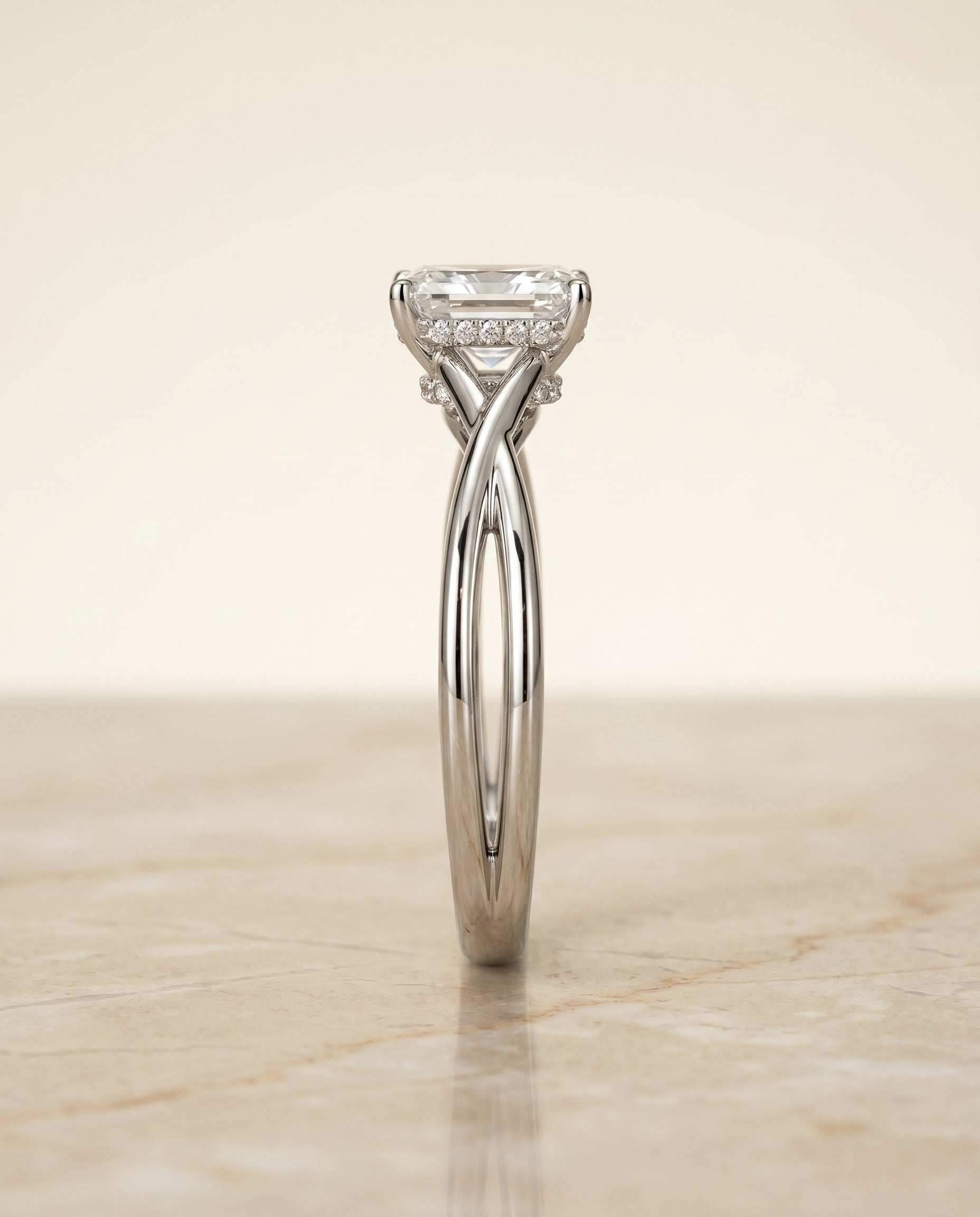 The Blondie setting for radiant diamonds, made to order in Platinum | RockHer