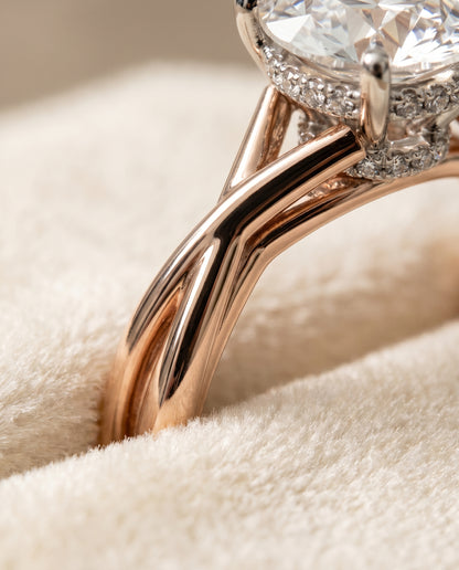 The Blondie Double Hidden Halo Solitaire Round Engagement Ring Setting in 14K Rose Gold