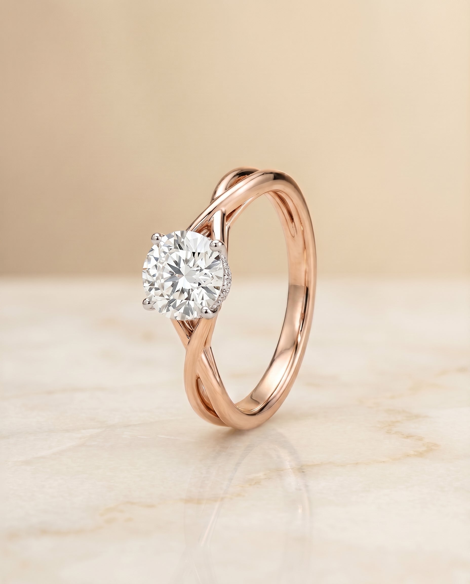 The Blondie setting for round diamonds, made to order in 14K Rose Gold | RockHer