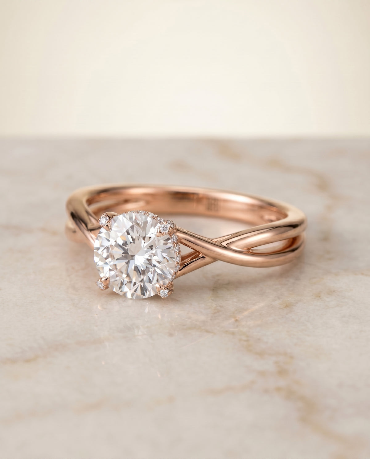 The Blondie round engagement ring setting in 14K Rose Gold | RockHer