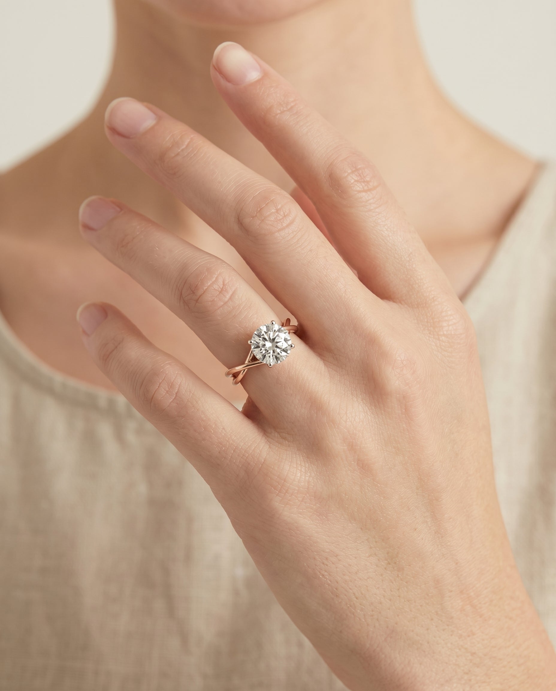 The Blondie engagement ring setting in 14K Rose Gold, double hidden halo solitaire design | RockHer