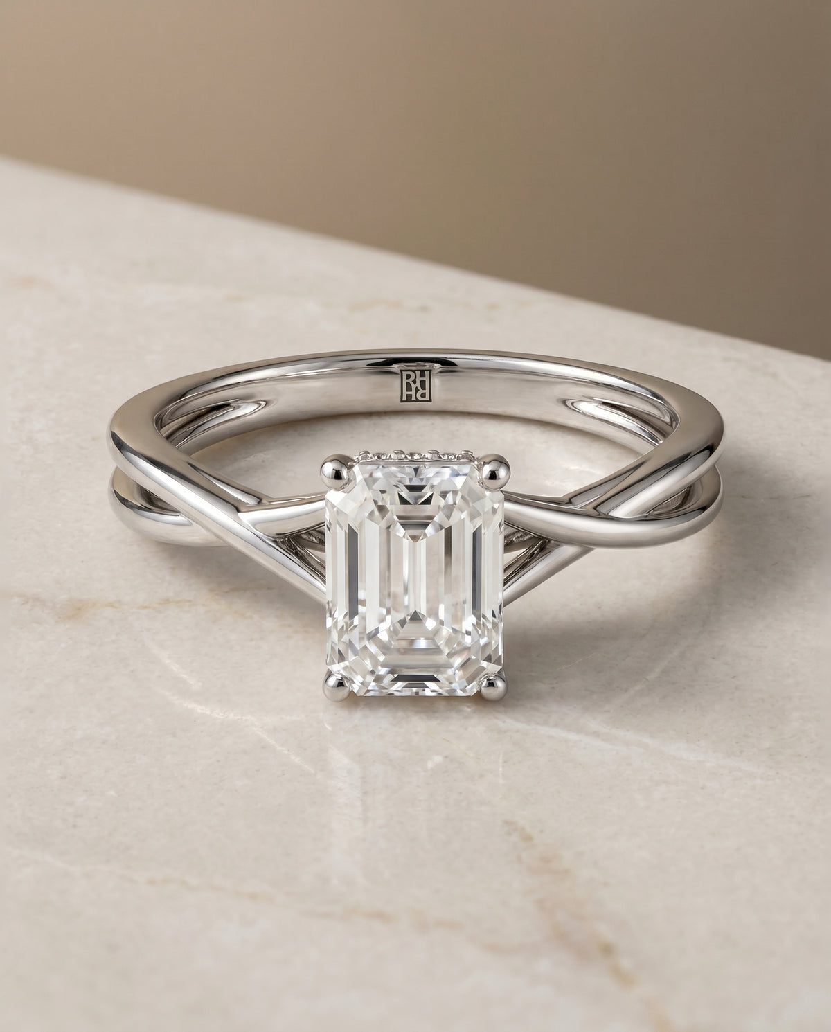 The Blondie emerald engagement ring setting in 18K White Gold | RockHer