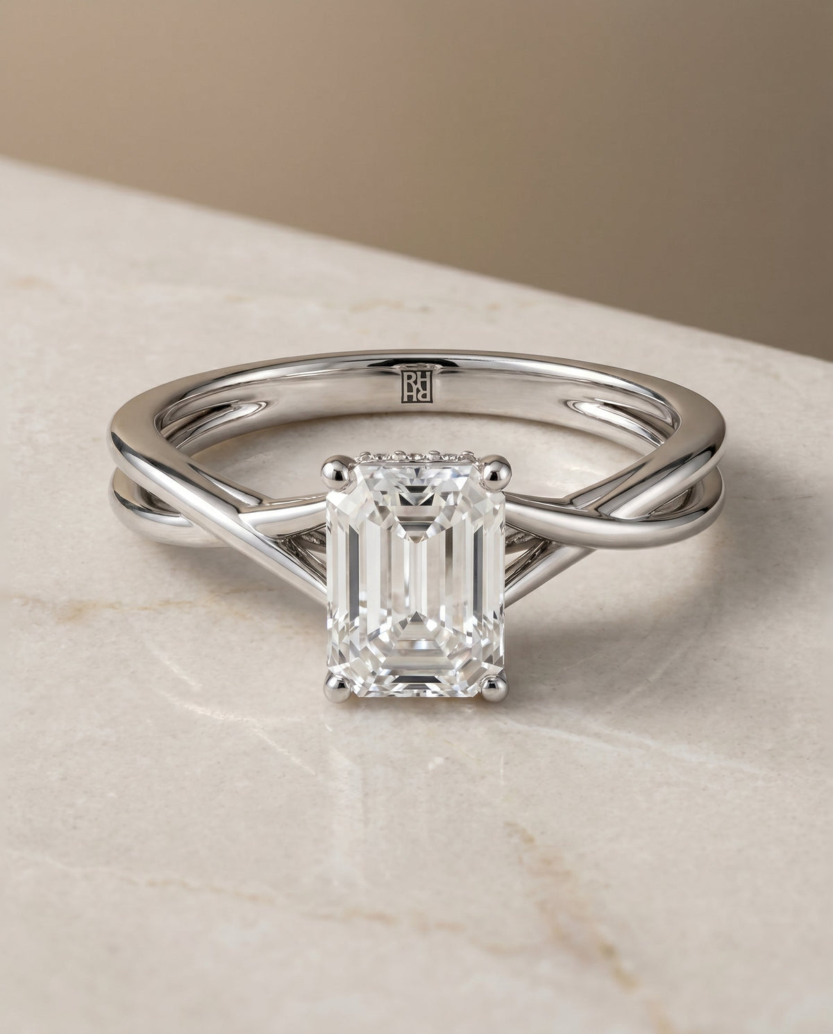 The Blondie emerald engagement ring setting in Platinum | RockHer