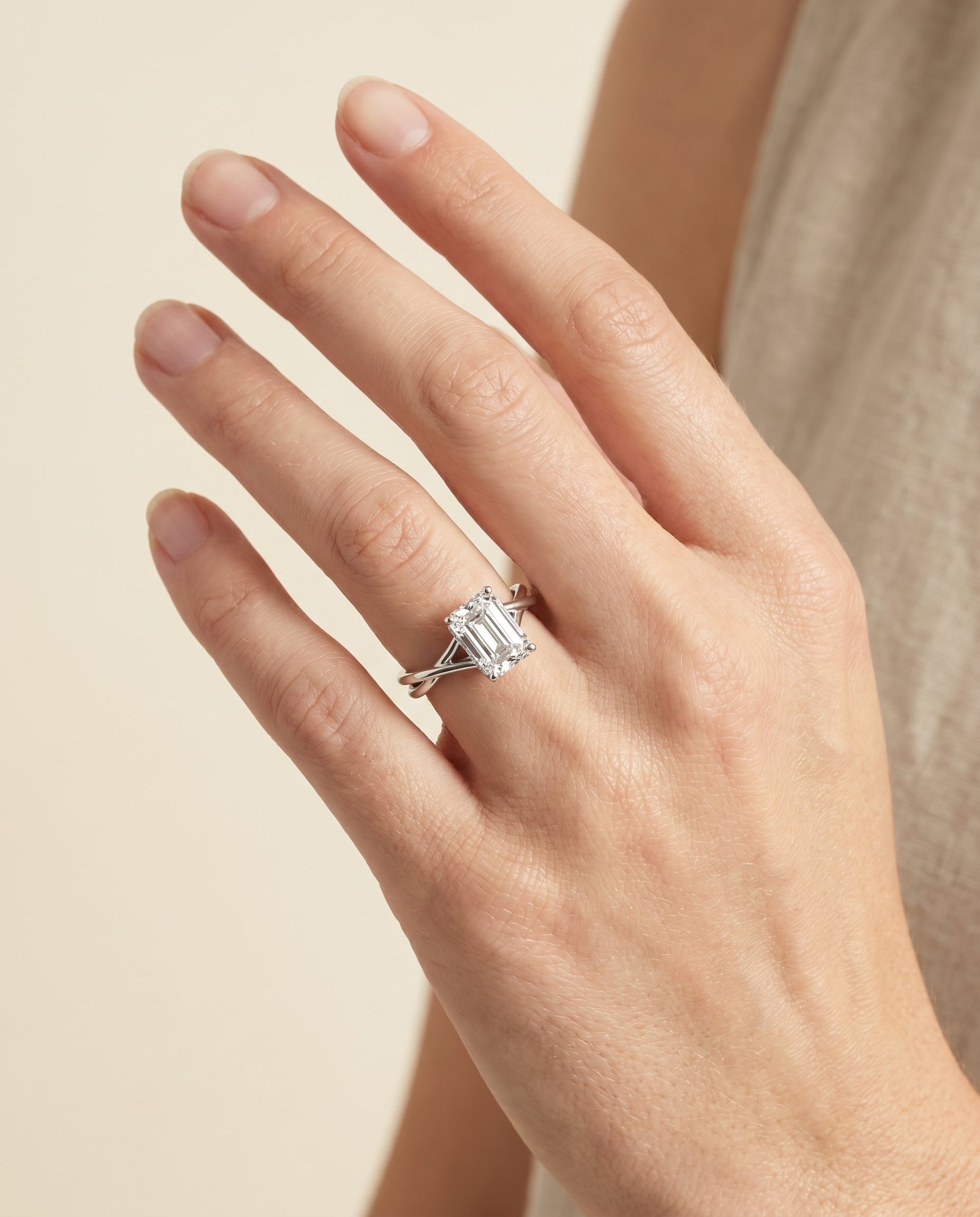 The Blondie engagement ring setting in 18K White Gold, double hidden halo solitaire cut design | RockHer