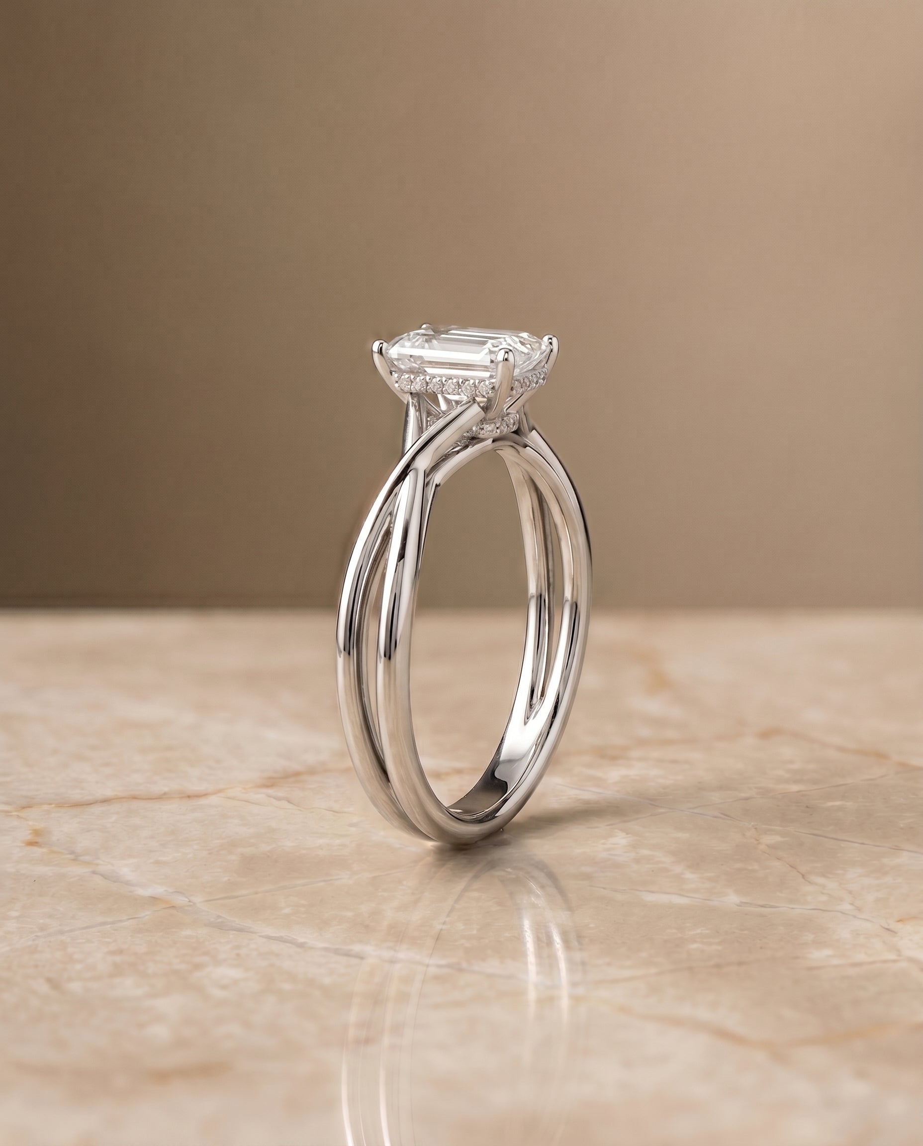 The Blondie setting for emerald diamonds, made to order in 18K White Gold | RockHer