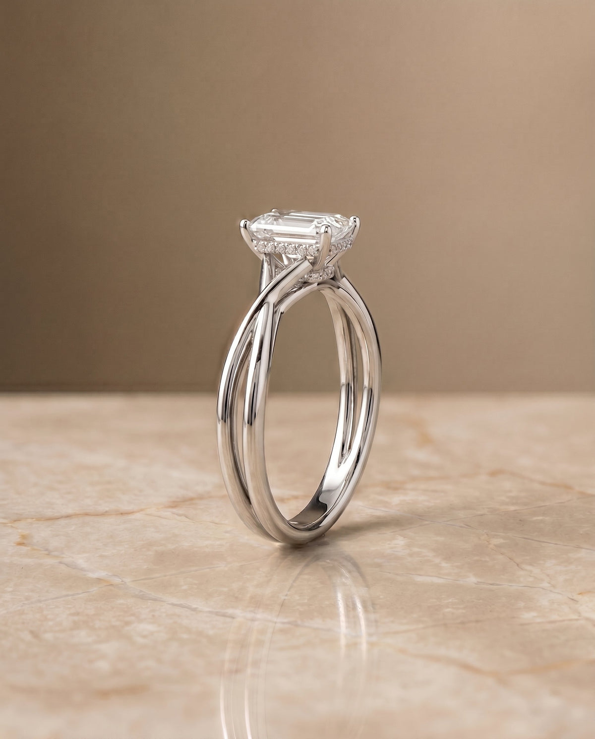 The Blondie setting for emerald diamonds, made to order in 18K White Gold | RockHer