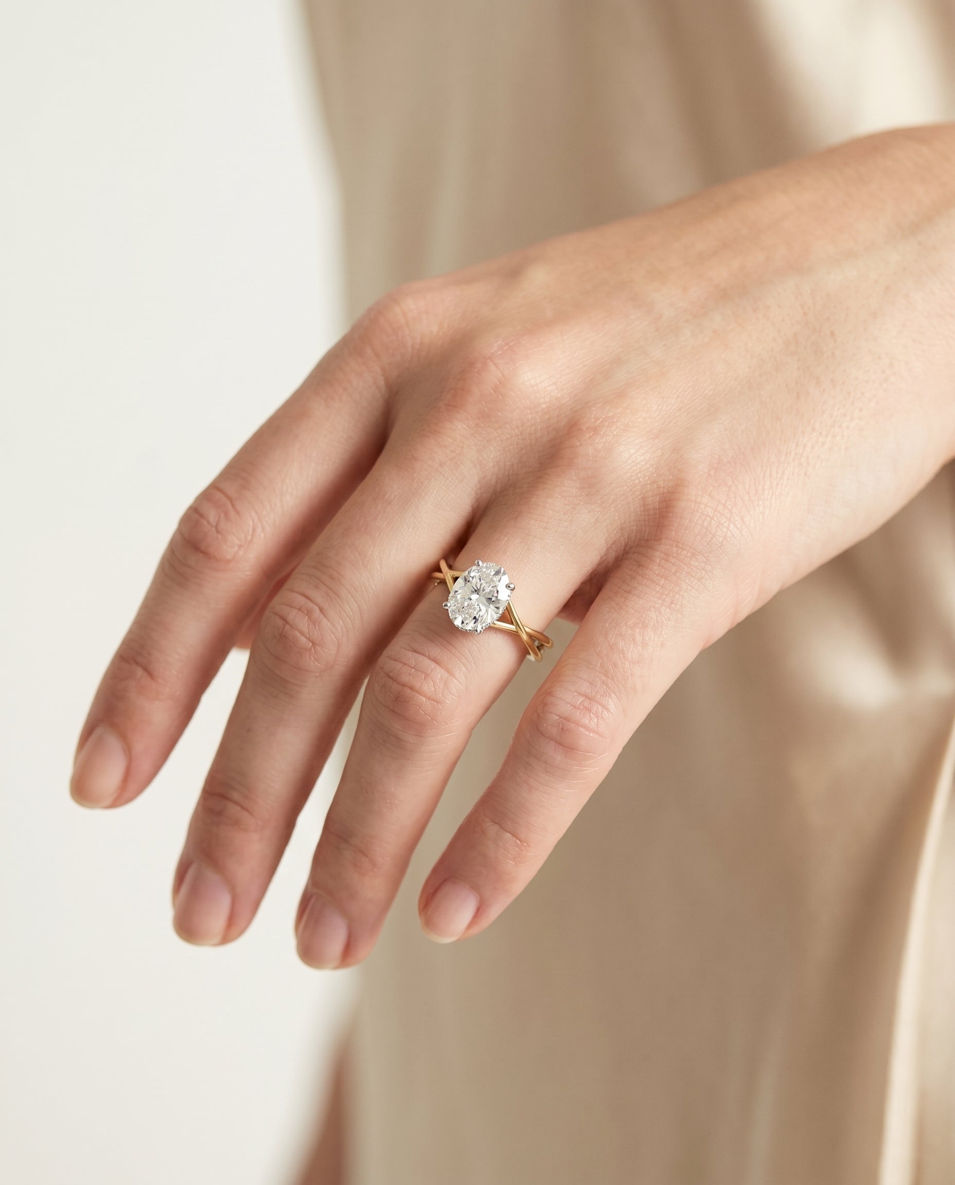 The Blondie engagement ring setting in 18K Yellow Gold, select double hidden halo solitaire design | RockHer