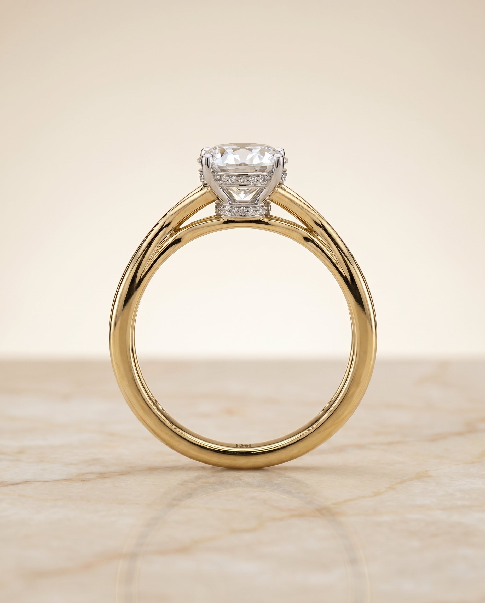 The Blondie double hidden halo solitaire engagement ring setting, shown in 18K Yellow Gold | RockHer