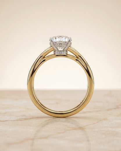 The Blondie Double Hidden Halo Solitaire Oval Engagement Ring Setting in 18K Yellow Gold