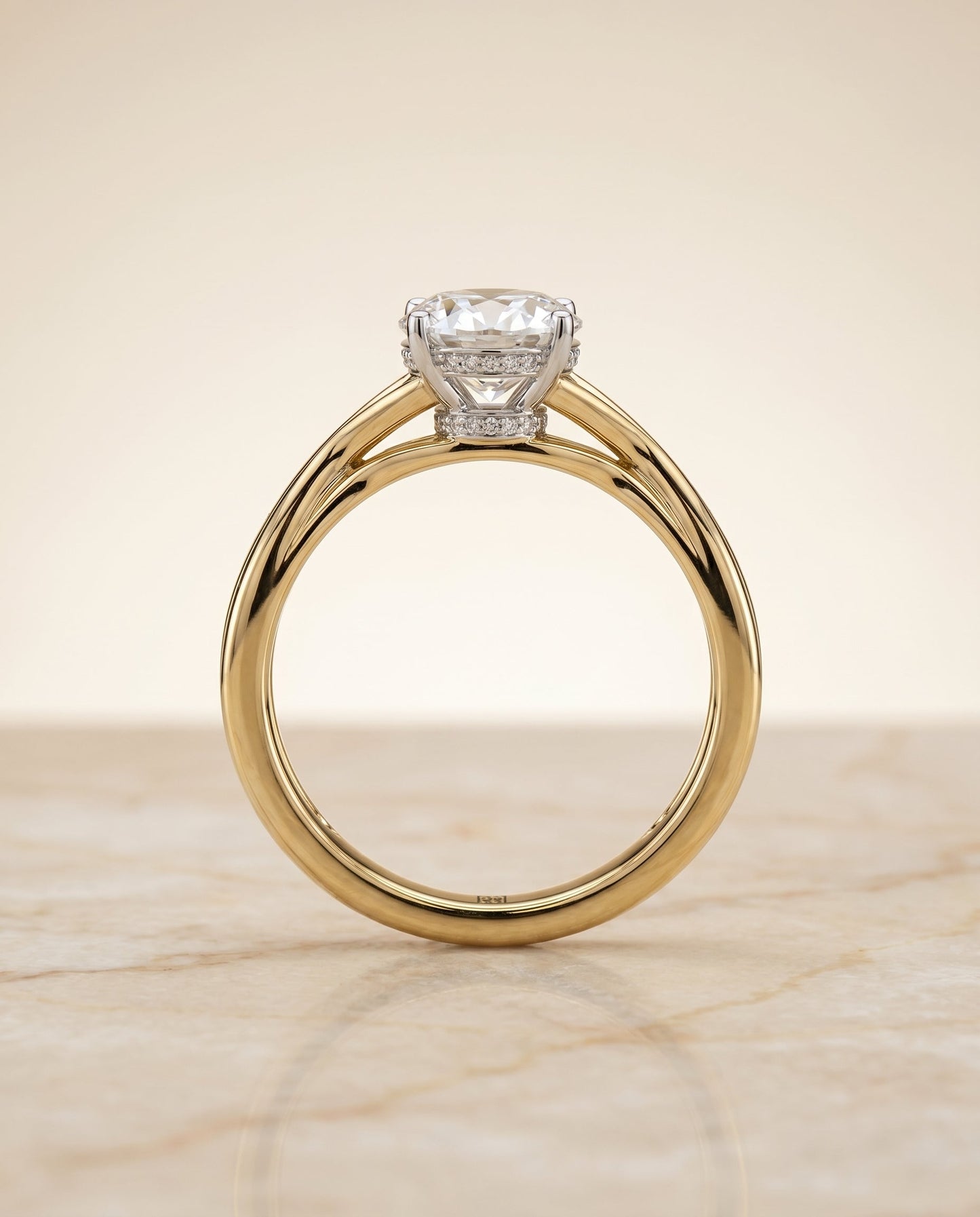 Blondie Select Twisted Shank Double Hidden Halo Solitaire Oval in 14K Yellow Gol – view 6