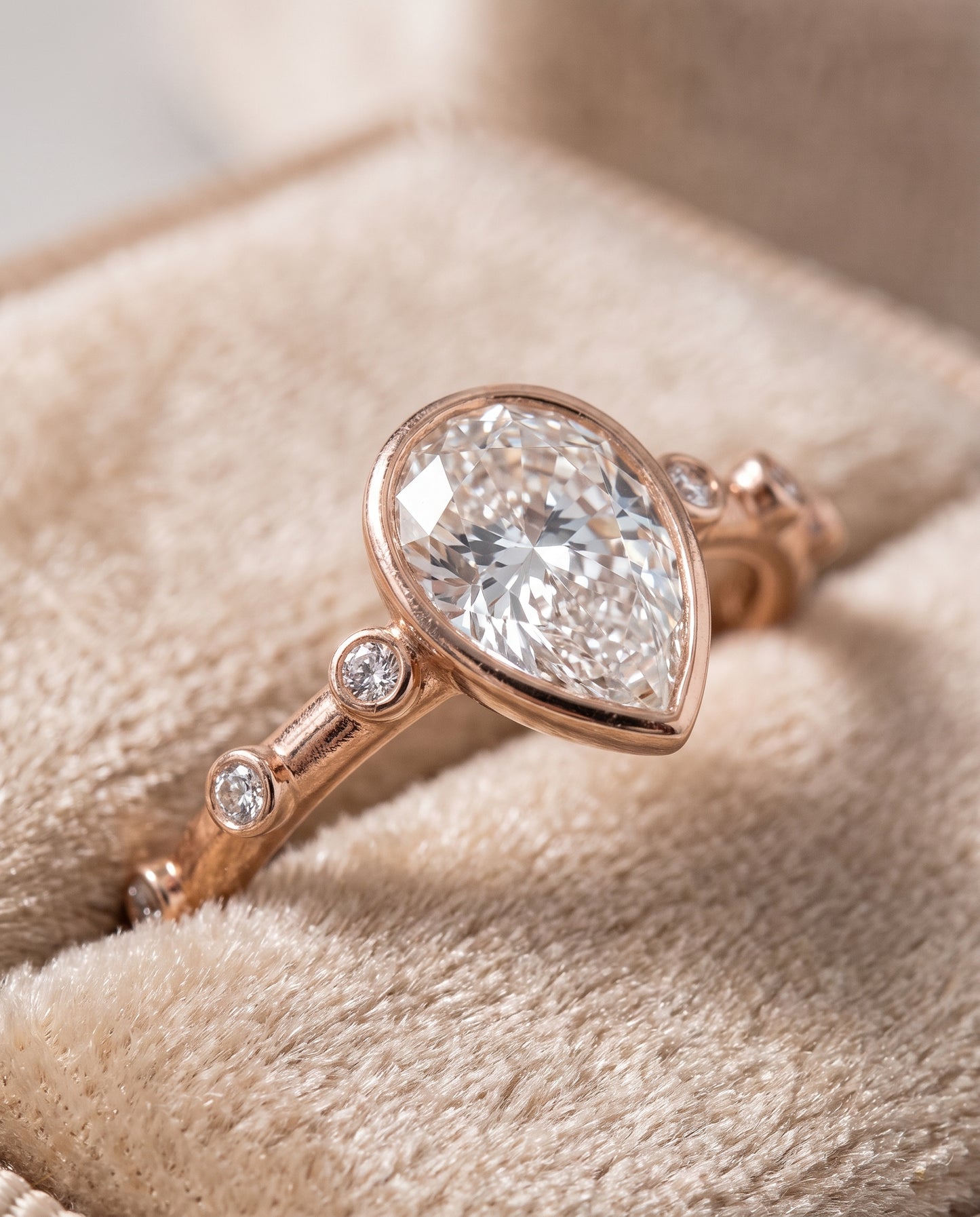 The Brandi Bezel Accent Solitaire Princess Cut Engagement Ring Setting in 14K Rose Gold
