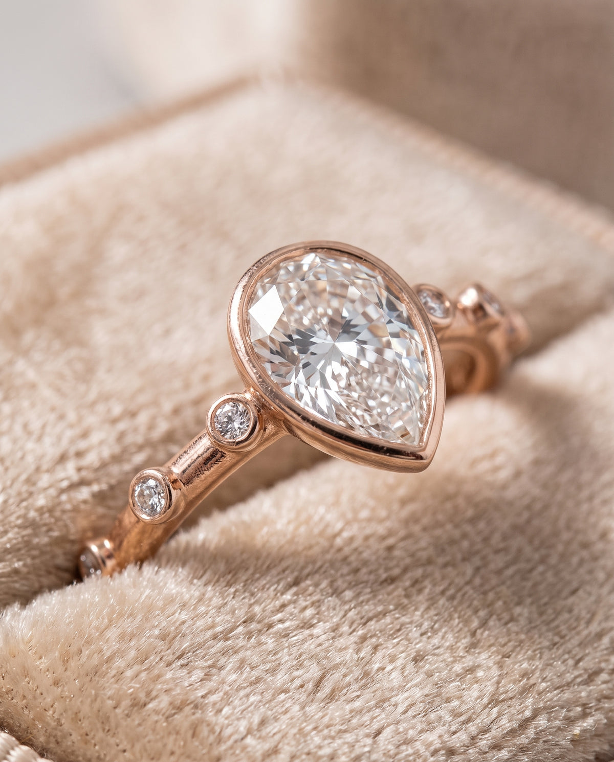 The Brandi Bezel Accent Solitaire Princess Cut Engagement Ring Setting in 14K Rose Gold