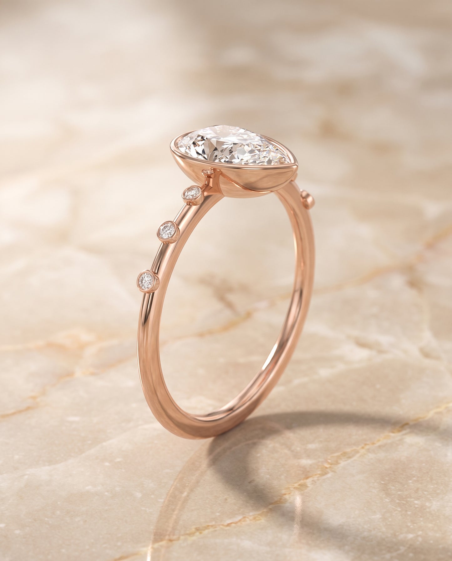 The Brandi Bezel Accent Solitaire Princess Cut Engagement Ring Setting in 14K Rose Gold