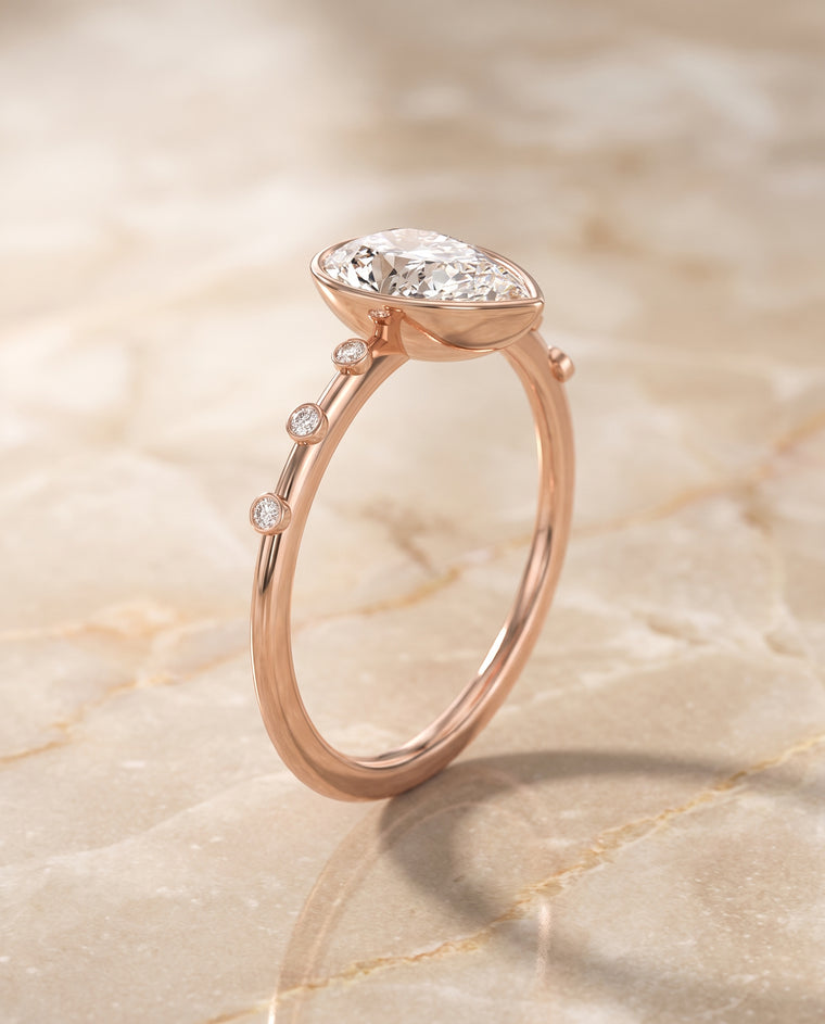 The Brandi Bezel Accent Solitaire Princess Cut Engagement Ring Setting in 14K Rose Gold