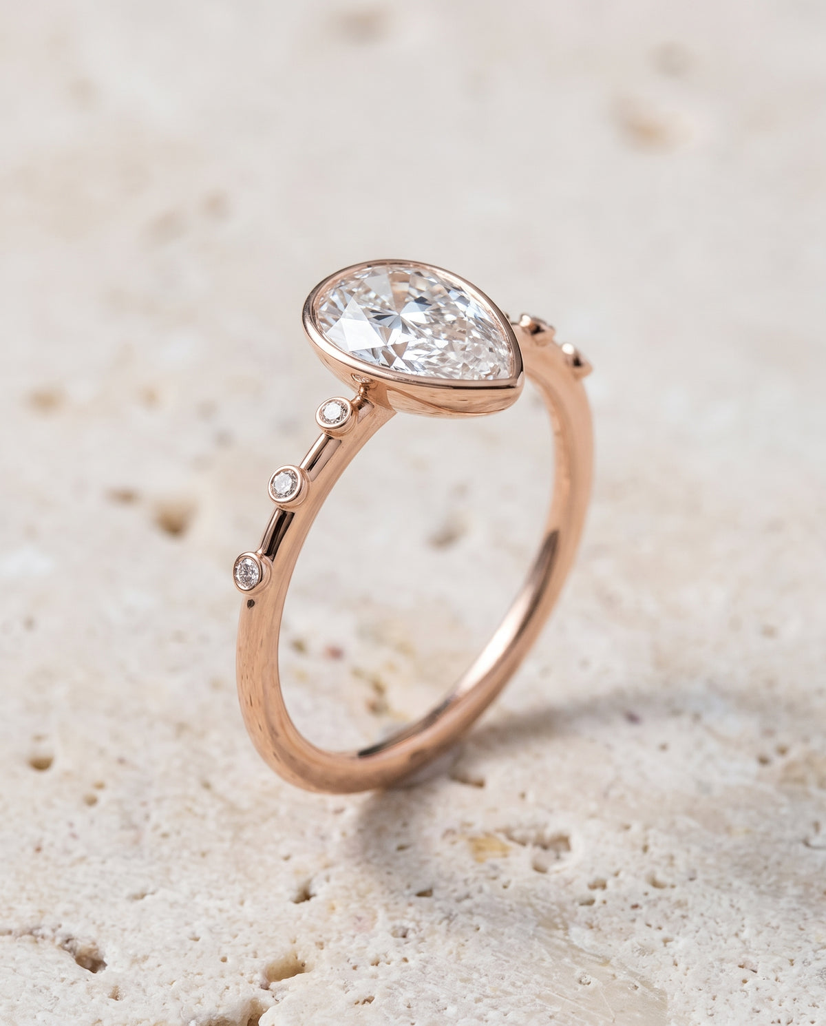 The Brandi Bezel Accent Solitaire Princess Cut Engagement Ring Setting in 14K Rose Gold