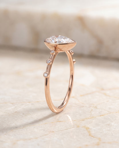 The Brandi Bezel Accent Solitaire Princess Cut Engagement Ring Setting in 14K Rose Gold