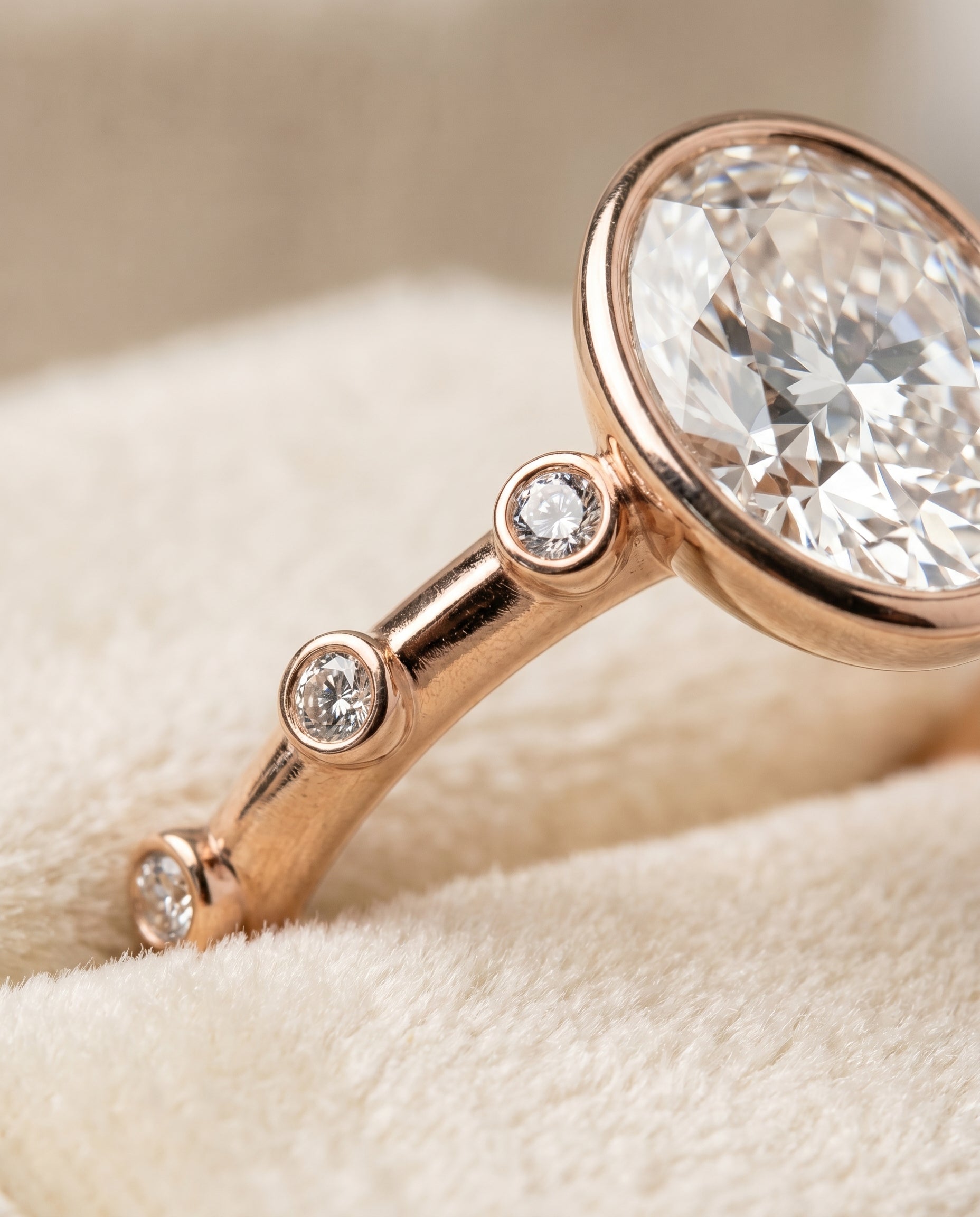 14K Rose Gold band of The Brandi oval engagement ring setting | RockHer