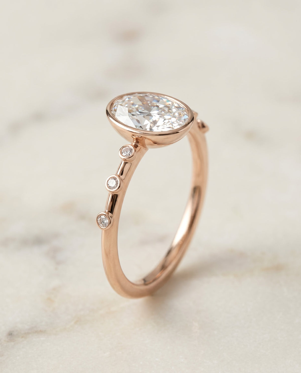 Brandi Select Solitaire Oval Lab Diamond Engagement Ring in 14K Rose Gold, front view | RockHer