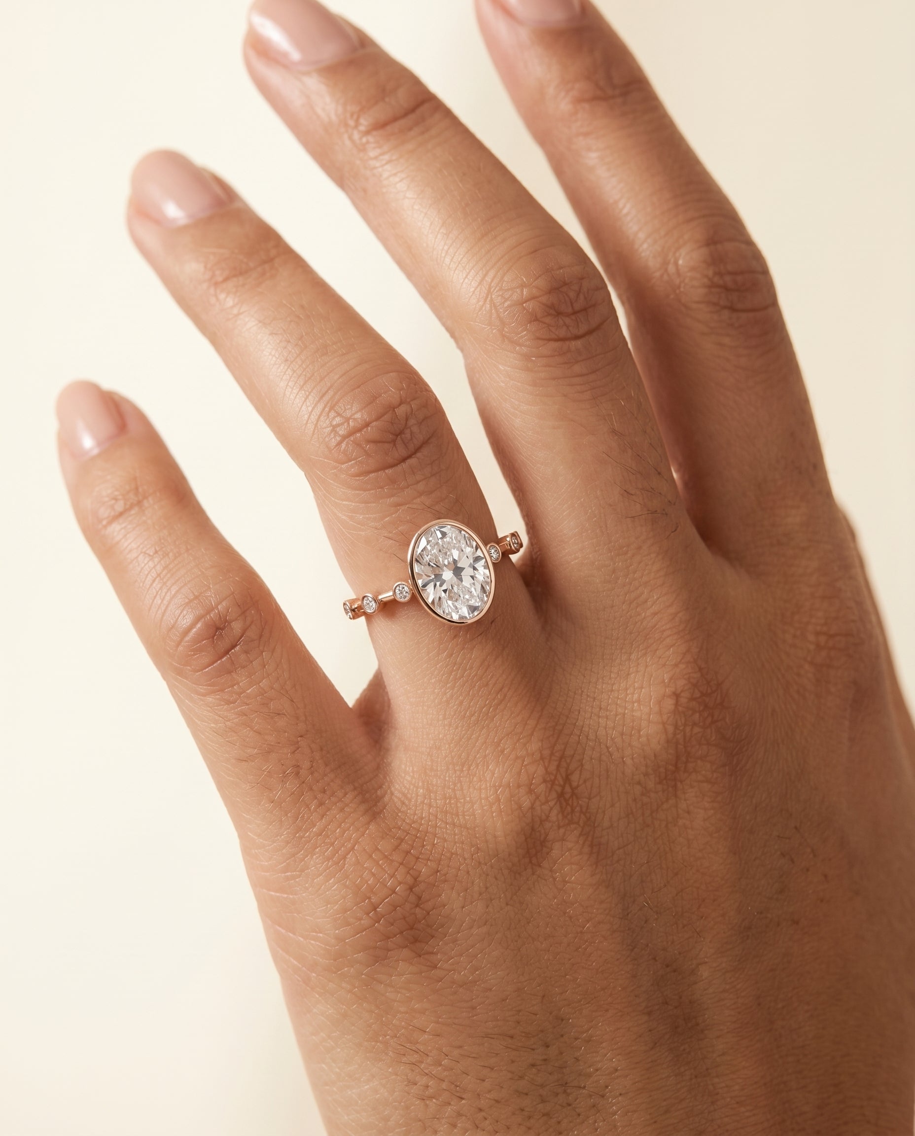 The Brandi engagement ring setting in 14K Rose Gold, bezel accent solitaire design | RockHer