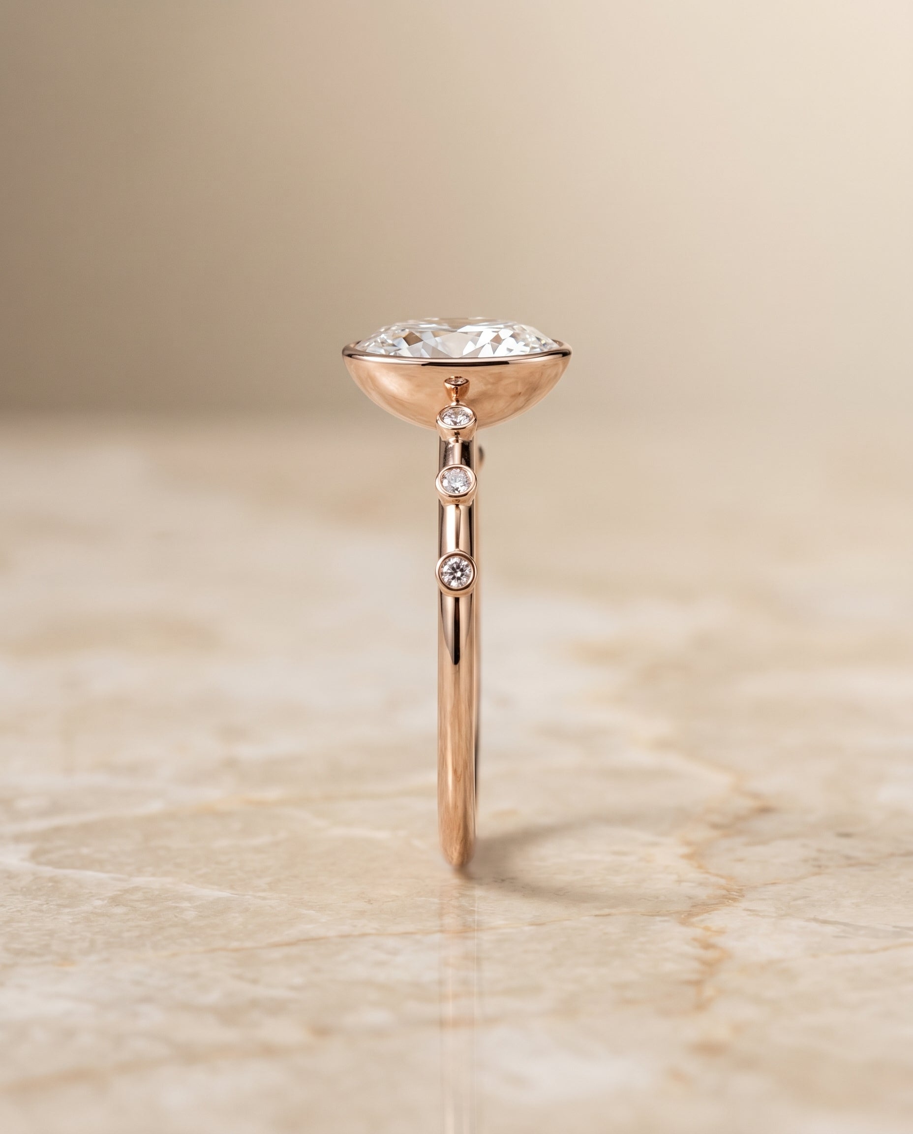 The Brandi setting for oval diamonds, made to order in 14K Rose Gold | RockHer