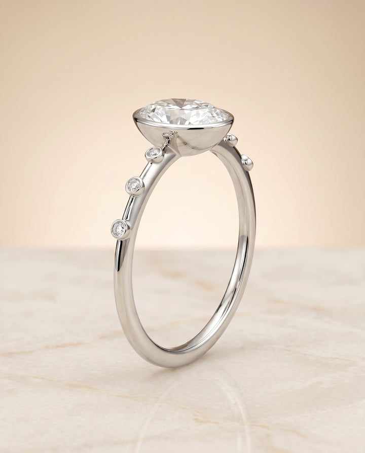 The Brandi Solitaire Engagement Ring Setting for Oval Diamonds in 18K White Gold