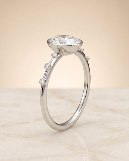 Brandi Select Solitaire Oval Lab Diamond Engagement Ring in Platinum, front view | RockHer