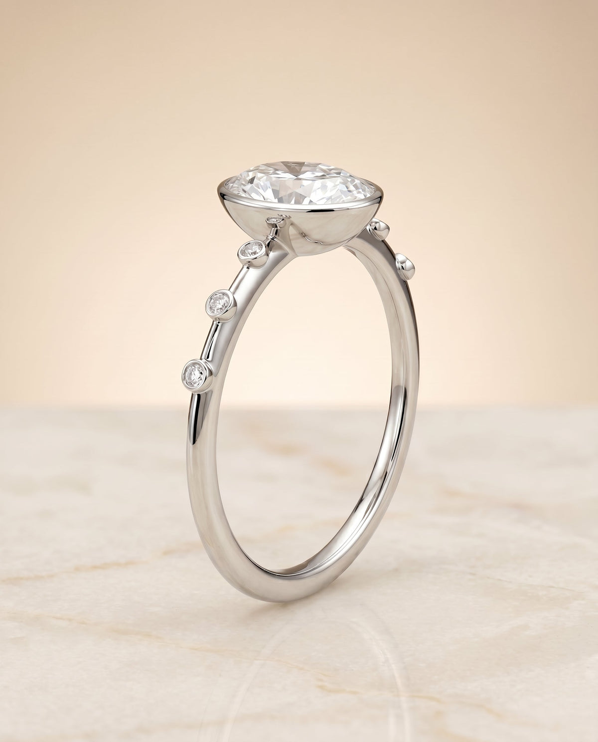 Brandi Select Solitaire Oval Lab Diamond Engagement Ring in 18K White Gold, front view | RockHer