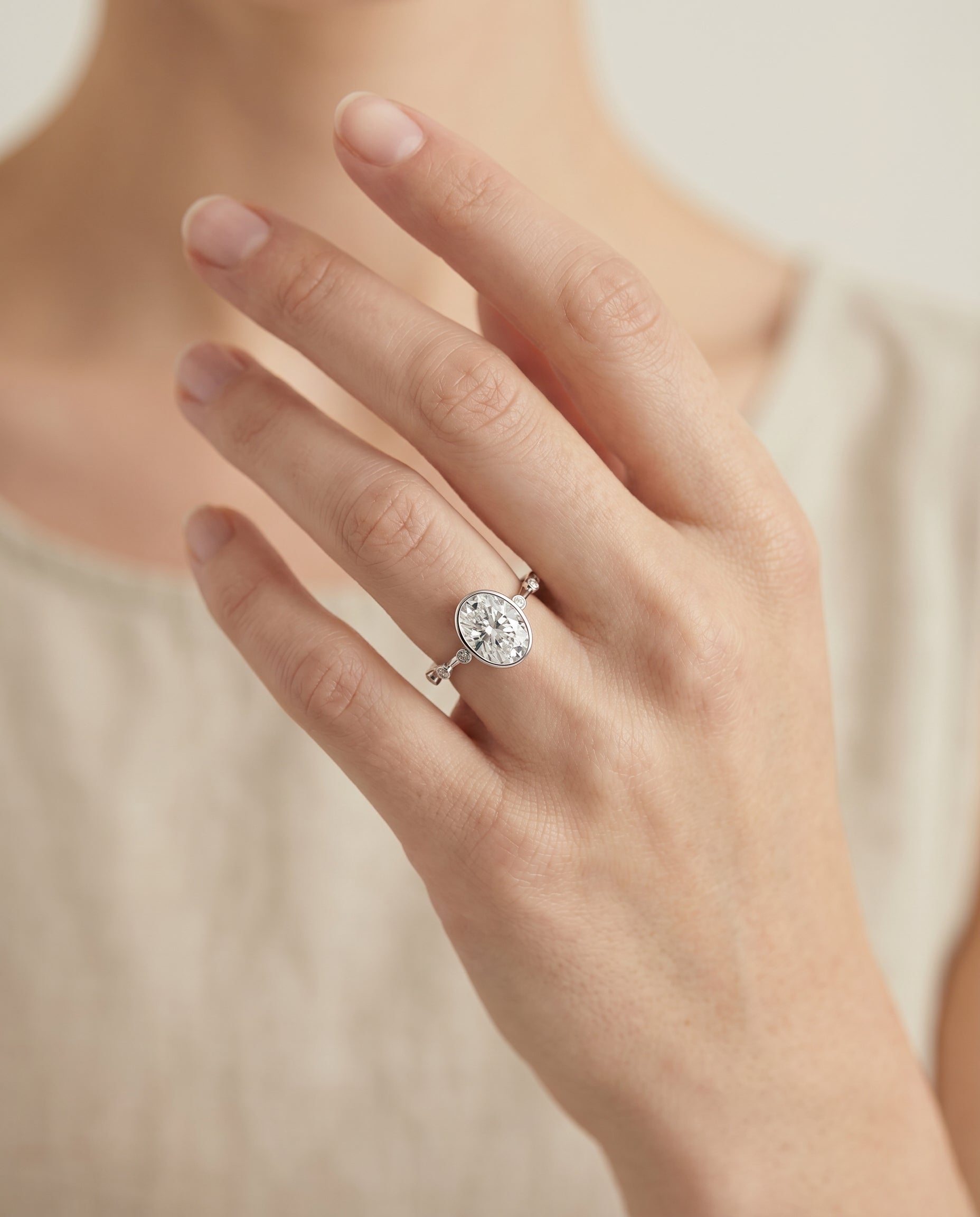 The Brandi engagement ring setting in Platinum, bezel accent solitaire design | RockHer