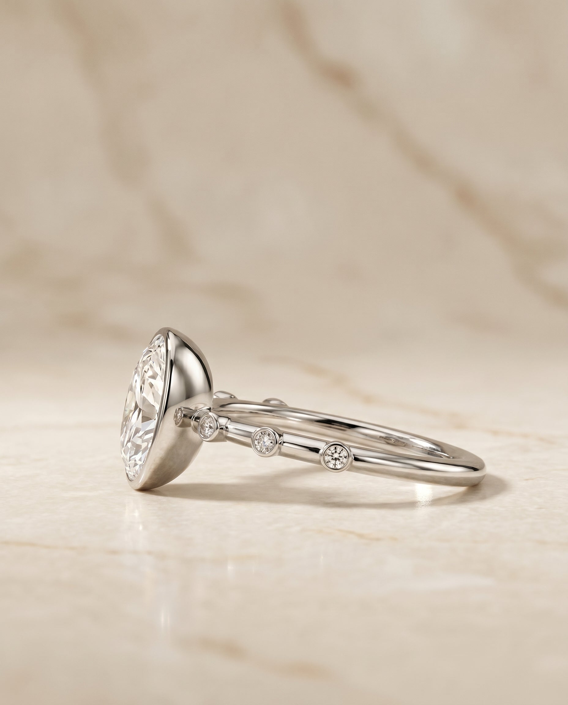 The Brandi setting for oval diamonds, made to order in Platinum | RockHer