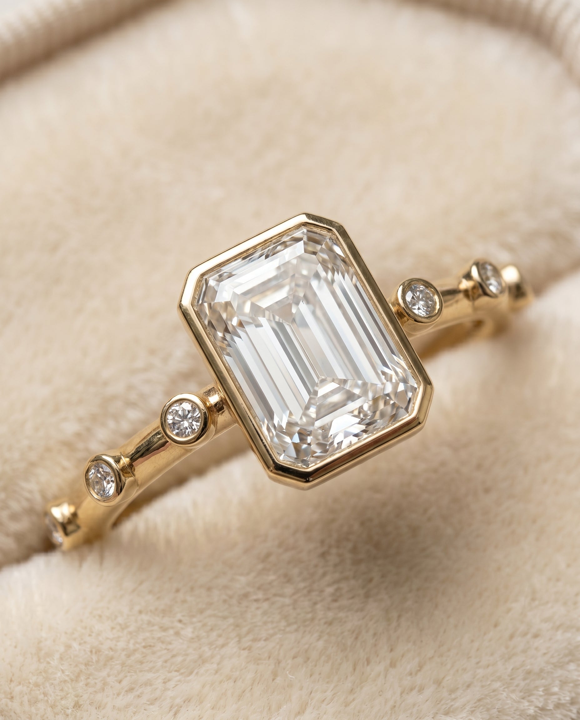 18K Yellow Gold band of The Brandi radiant engagement ring setting | RockHer